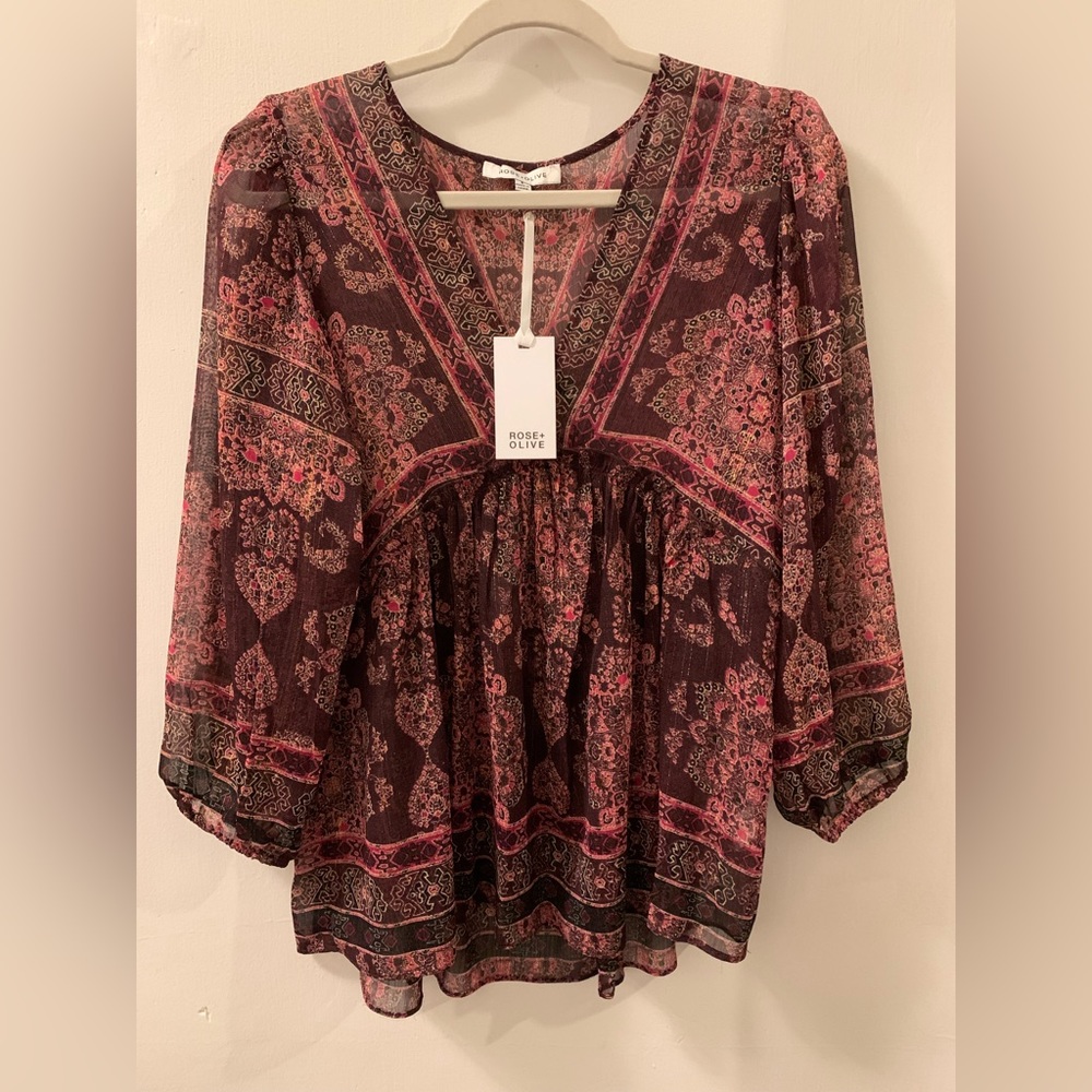 NWT‎ Rose+Olive boho top size small